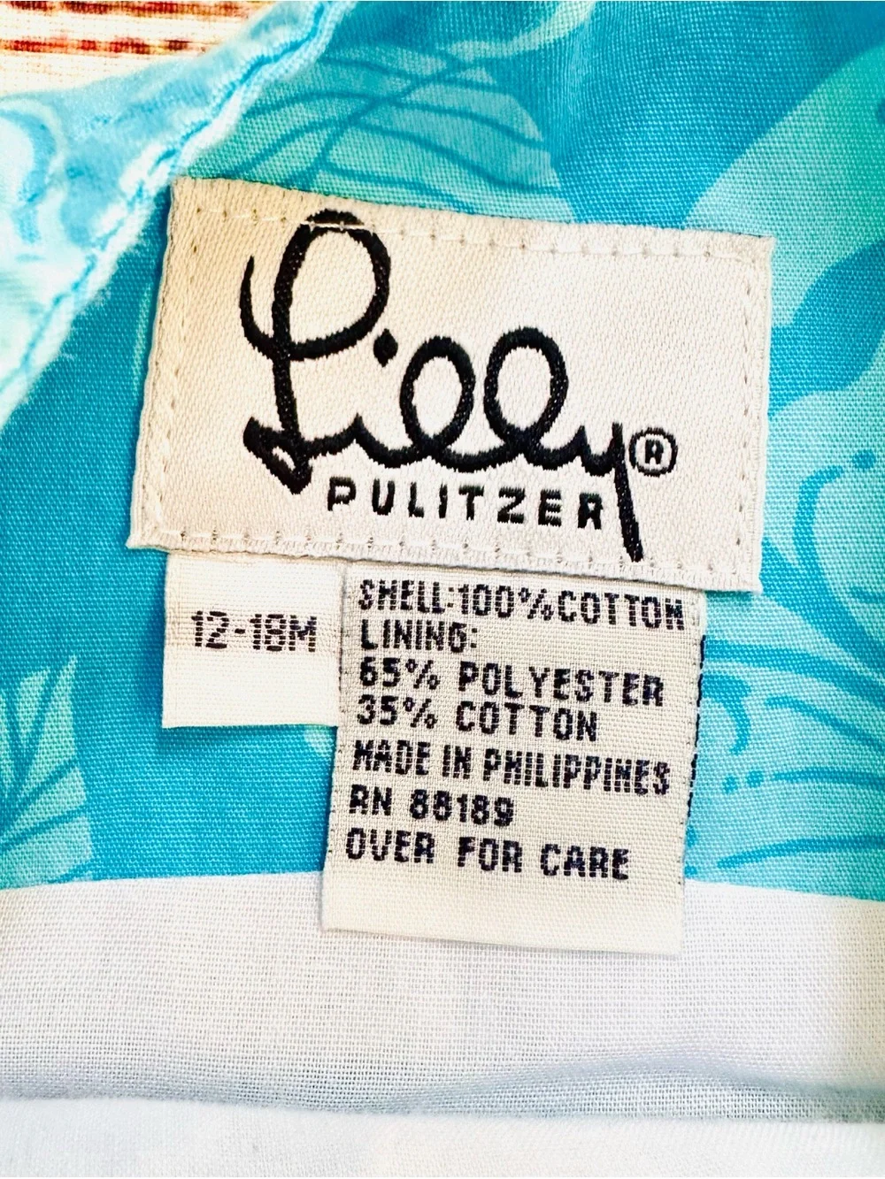 Lilly Pulitzer Blue Butterflies & Fruit Baby Lilly Dress & Bloomers Sz 12-18M